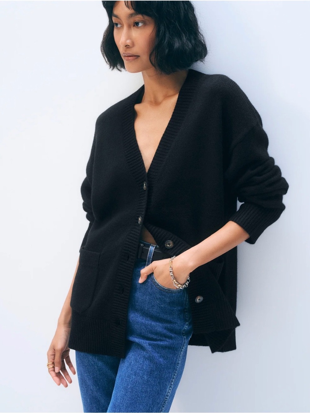 VGUC White and Warren Cashmere Luxe Pocket Cardigan M